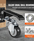 Rugged 2.5 Inch Retractable Step Down Caster Wheels Set Of 4 With 165 Lb Capacity Silent 360 Swivel Rollers for smooth operation with dual ball bearings.