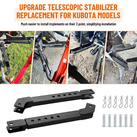 Telescoping 3 Point Stabilizer Kit For BX Series Tractors Beefy Steel Adjustable Length And Angle Quick Hookup