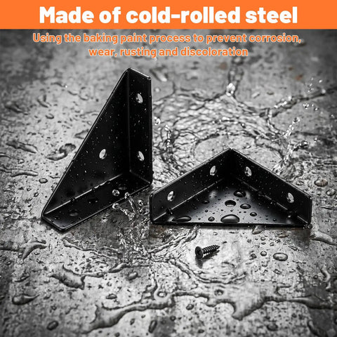 Four Pack Corner Brackets 66mm By 66mm Right Angle Shelf Braces Triangle Metal Corners For Wood Desk Edge 90 Degree