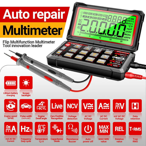 Beast Pro Grade Automotive Multimeter With 20000 Counts, Flip LCD, Engine Tach 300 To 19999 RPM, detailed view