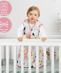 Baby in crib wearing 3-Pack Baby Sleep Sack 0-6 Months 100% Rayon Cotton Wearable Blanket With 2-Way Zipper Lightweight TOG 0.3