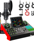 All In One Podcast Studio Bundle With Live Sound Mixer And 3.5mm Condenser Microphone P15 for live streaming and gaming setup