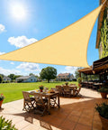 Sun Shade Sail For Outdoor Deck And Patio And Backyard 24 By 24 By 33.9 Feet Triangle With Curved Edges Heavy Duty 185GSM HDPE UV Permeable