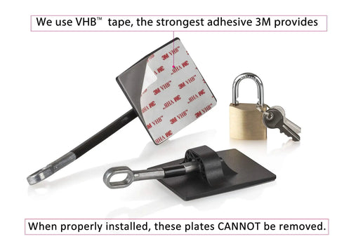 Two Pack Refrigerator Lock With Keyed Padlock, Black Finish, No Drilling Needed, Strong Adhesive 3M VHB Tape, Permanent Plates