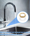 Top Shelf Brass Faucet Locknuts G3/4 Female Hex Pipe Fittings With Heavy Duty Silicone Washers For Under Sink Plumbing And Kitchen Basins, shown with faucet.
