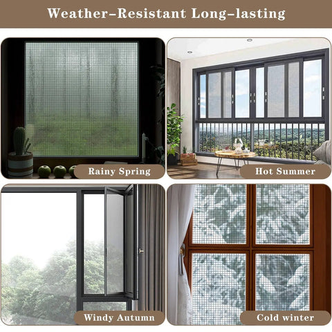 16 Sheets Window Screen Patch Repair Kit Black Four Sizes For Mesh Screen Doors With High Strength Adhesive Fiberglass Quick Repair Tape Easy DIY Patch For Tears And Holes In Screens