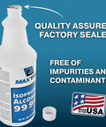 Pro Grade 99.9% Isopropyl Alcohol Gallon Pack With Heavy Duty Spray Nozzle, 4 Bottles Of 32 Oz Each, Top Shelf Purity For Cleaning Electronics, Surfaces, And General Use, Made In USA, factory sealed bottle