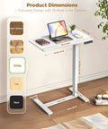 Yolezo 24 By 16 Inch Electric Overbed Table With Rolling Wheels And Smooth Height Adjustment Up To 47 Inches, White Laptop Desk dimensions and color options.