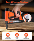 Pro Grade 20 Gauge Pneumatic Staple Gun Featuring A Slick Long Nose built for fine wire staples, air-powered for precise stapling.