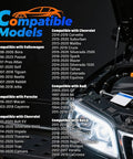 Image showing compatibility list for Must Have Windshield Washer Fluid Cap Replacement For VW Bora Passat Golf Porsche Macan Cayenne And Chevy Bolt EV For Your Ride Flexible Reservoir Cap With OEM 6V0955485A Style Seal Easy Install Leak Proof.