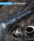 Ultra Bright 1800 Lumen LED Tactical Flashlight Beast Bright Beam Rechargeable Waterproof Dual Switch IP68 in rain