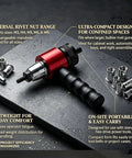 Electric Rivet Gun Adapter Kit M3 To M8 with interchangeable mandrels on black surface