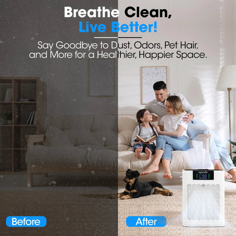 Zero Fuss HEPA Air Purifier For Home With Smart WiFi App Control Scrubs Dust Pet Fur And Kitchen Stink Ultra Quiet Nap Mode For Master Bedrooms And Living Space White