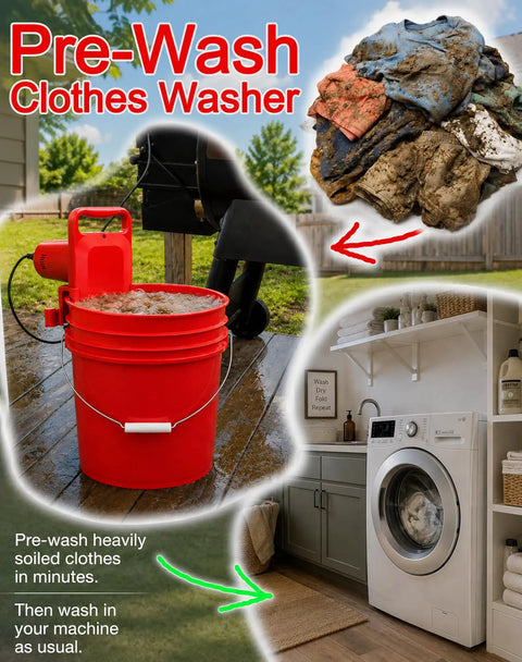 Real Deal Portable 5 Gallon Bucket Washing Machine With Rugged Rotary Agitator for pre-washing heavily soiled clothes.