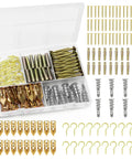 Picture Hanging Kit 116 Piece Set with zinc self drilling drywall anchors, screw hooks, and hollow wall anchors in a box