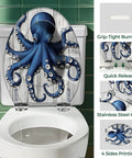 Elongated Resin Octopus Toilet Seat for Bathroom with blue octopus design, suitable for standard toilets.