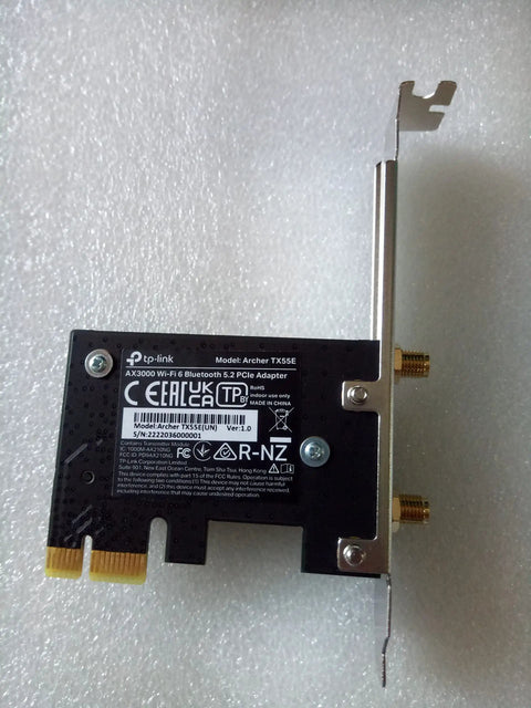 Close-up of back view of WiFi 6 PCIe Card For Desktop PC With AX3000 Speeds Up To 2.4Gbps Bluetooth 5.2 WPA3 MU MIMO