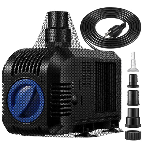 1600GPH Submersible Water Pump For Ponds And Aquariums With 100W Motor with included accessories and cord