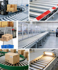 Heavy Duty Stainless Steel Conveyor System Replacement Roller 1 Inch Diameter By 11.8 Inch Length For Warehouse Factory And Machine Tool Table Equipment Super Strong Metal Rollers 5 Packs in use with forklift and packages.