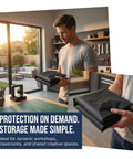 Person holding Heavy Duty 3D Printer Protective Cover With Dustproof Enclosure For Home Workshop Black 28 By 18 By 12 Inches