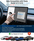 Image showing Tesla Model 3/Y/X/S dashboard with CCS adapter settings for 2021-2026 models, emphasizing compatibility.