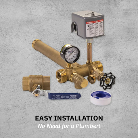 Pressure Tank Installation Kit With 1 Inch Brass Union Tank Tee To Fit Most Pressure Tanks Up To 16 Inches Diameter 40 To 60 PSI
