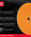 Orange 6.5 Inch Boss Correcting Foam Pads For Car Polishing And Detailing Swirl Removal And Light Scratch Repair, made in USA