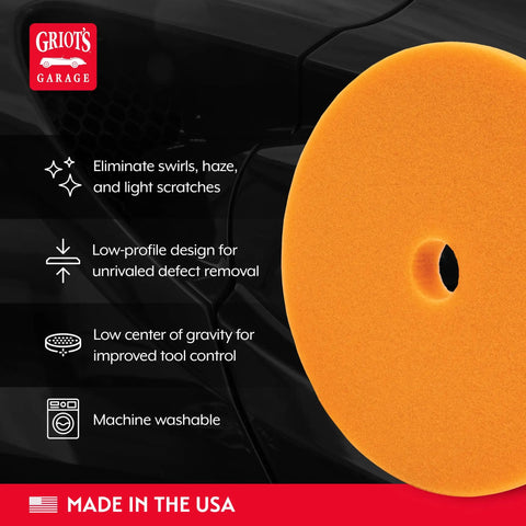 Orange 6.5 Inch Boss Correcting Foam Pads For Car Polishing And Detailing Swirl Removal And Light Scratch Repair, made in USA