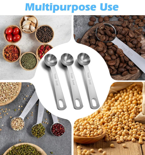 Three Piece Stainless Steel Measuring Spoons Set For 1 Teaspoon 5ml Precise Cooking And Baking No Guesswork For Spices And Salt