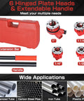 Durable Ratchet Pipe Threading Kit with 4 dies for 1/2, 3/4, 1, 1-1/4 inch pipes, includes storage case, Yaegoo manual threader set.