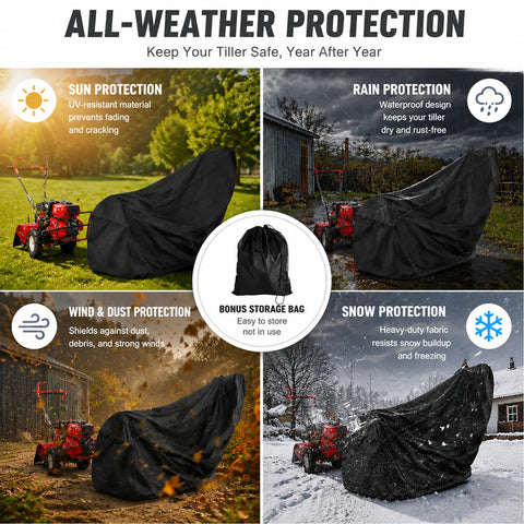 Beefed Up Heavy Duty Walk Behind Tiller Cover For 21A-25MB000 20 With Extended Handles And Rear Engine, 420D Water Resistant Fabric