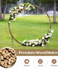 Wooden Wedding Arch Backdrop Stand 7.4 Ft for Outdoor Ceremonies decorated with flowers in a garden setting