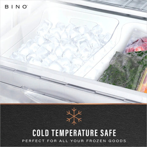 Smooth Operator Clear Plastic Storage Bins Large Two Pack Tough As Nails multipurpose bin filled with ice, cold temperature safe.