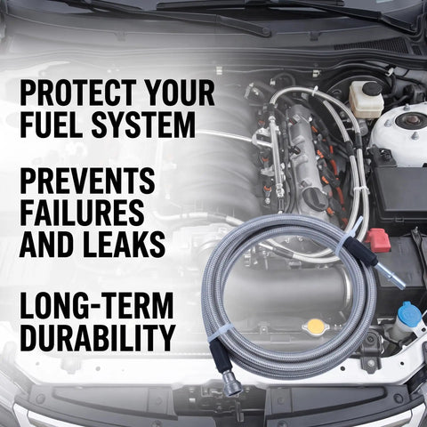Ultimate Stainless Steel Fuel Line Kit Replaces Chevy And Gmc 819-846 Braided Hose Set For Quick Swap Fixing Rust Leaks And Ensuring Rock Solid Engine Performance Under Squeeze. stainless braided fuel line kit in engine bay