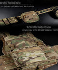 Grabs-And-Go Utility Pouch MOLLE-Compatible Gear Organizer Bag attached to tactical belt and vest with camo pattern