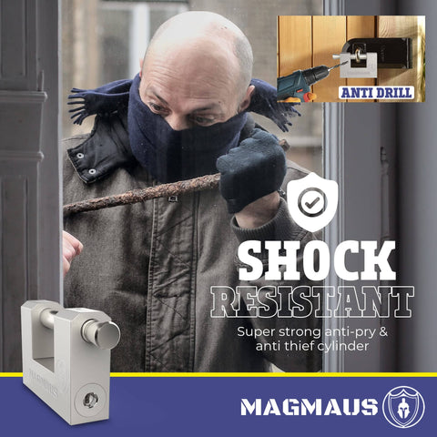 Armored High Security Padlock for Outdoor Storage Units Sheds Gates and Garages Weatherproof Heavy Duty Lock in use