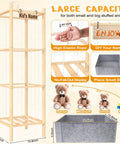 Large Wooden Stuffed Animal Storage Zoo Organizer With Toys Tray 57 Inch Tall for Plushies showing large capacity display.