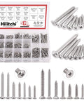 Hilitchi 570-piece stainless steel Phillips self-tapping screws assortment kit in a clear organizer box