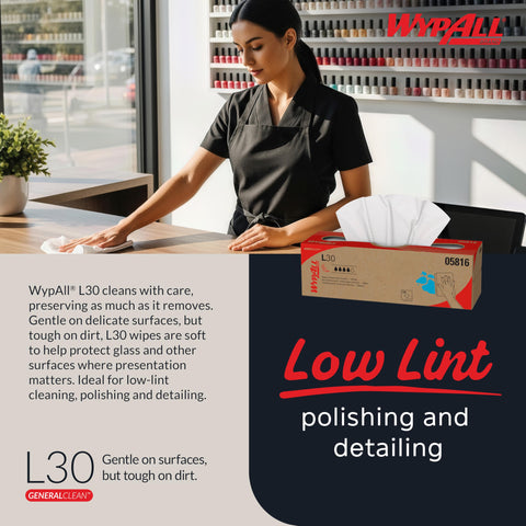 L30 Heavy Duty Cleaning Cloths Wipes With Cloth Like Soft Feel And Tough On Grime Absorbency White Pop Up Box 720 Sheets Total In 6 Packs Of 120