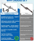 Infographic comparing Dishwasher Lower Spray Arm Replacement Kit With Built In Support And Filter to standard arm.