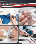 Clear Rhinestone Glue Kit 15 Tubes 15ml Each DIY Friendly With Precision Tip Quick Dry Multi Purpose Adhesive For Nails Jewelry Craft Fabric Shoes Phone Repair No Trace Transparent Strong Bond in use for DIY, fabric, nails, and phone repair.