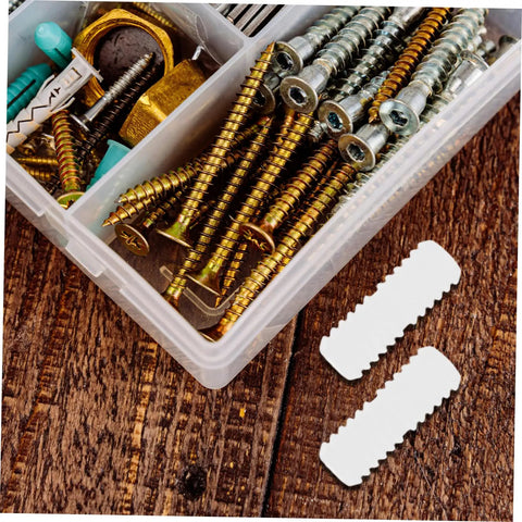 Pro Grade Nylon Hidden Fasteners For Wood Shelves And Cabinets 100 Pack concealed connectors with screws in storage box.
