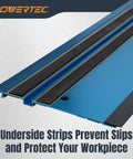 Sledge Through Long Boards With This 110 Inch Track Saw Guide Rail Set For Milwaukee Tools Featuring Dead On Accuracy, blue aluminum guide rail with underside strips.