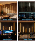 8 Pcs LED Recessed Light Kit Touch Control Dimmable 3000K Warm COB Strip Lighting in home theater and gaming room accents.