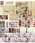 Complete Scrapbook Kit With 114 Pieces Aesthetic Supplies For Junk Journaling And Bullet Journaling Art Journaling And Vintage Collage Projects Perfect For Adults Beginners Craft Lovers Gift featuring assorted stickers, cards, tapes, posters.