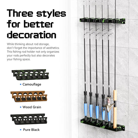 Vertical Wall Mount Fishing Rod Holder Rack 2 Pack ✓