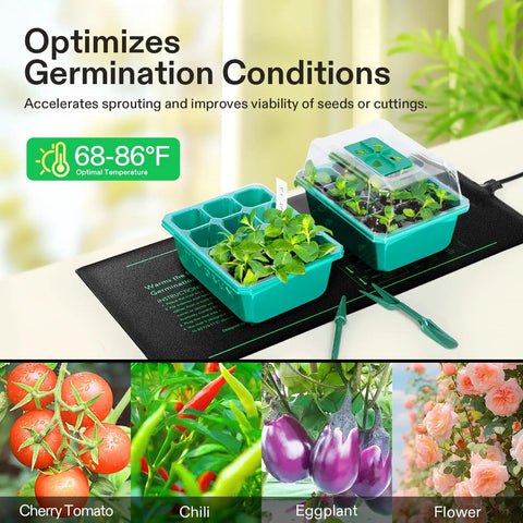 2 Pack Durable Waterproof Seedling Heat Mat 10 X 20.75 Inches UL And MET Certified Hydroponic Heating Pad For Germination Indoor Gardening Greenhouse Ready To Grow Like A Pro