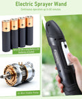 Battery Powered Sprayer Wand With Holster, Foldable Nozzle, Fits 38mm Cap 1 Gallon Jugs, shown with batteries and mini pump