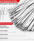 Workhorse Heavy Duty Stainless Steel Cable Tie Gun Set With 150 Self Locking Zip Ties And Cutter Kit shown in detail