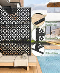 72 Inch Metal Outdoor Privacy Screen Panel With Rust Resistant Powder Coat For Patio Garden Yard Heavy Duty Privacy Fence Freestanding Trash Can Fence Screen Cross Pattern Black Thickened Steel Panels For Long Lasting Durability by poolside